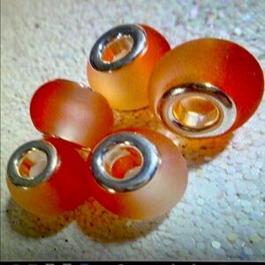 Elegant Orange Bead Charm Set -Acrylic